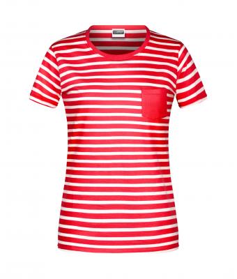 Donna Ladies' T-Shirt Striped Red/white 8661