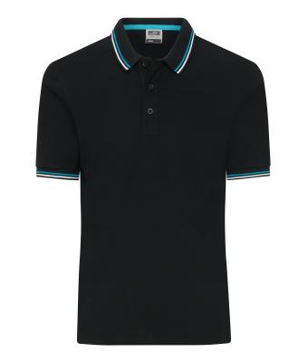 Uomo Men's Polo Black/white/turquoise 11176
