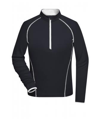 Damen Ladies' Sports Shirt Longsleeve Black/white 8466