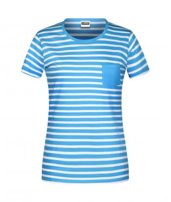 Donna Ladies' T-Shirt Striped Atlantic/white 8661