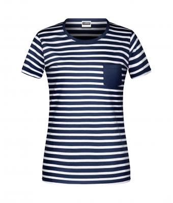 Donna Ladies' T-Shirt Striped Navy/white 8661