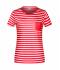 Damen Ladies' T-Shirt Striped Red/white 8661