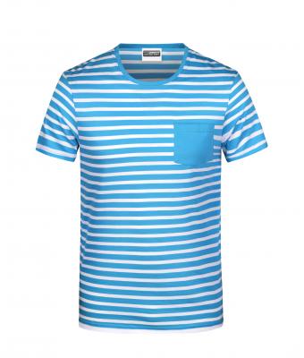 Men Men's T-Shirt Striped Atlantic/white 8662