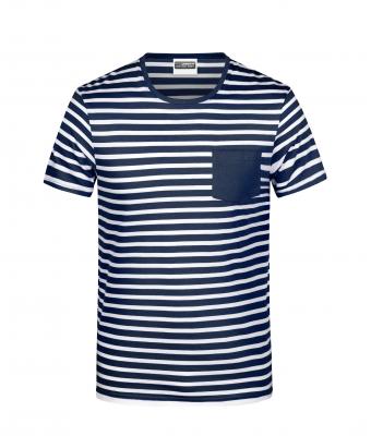 Men Men's T-Shirt Striped Navy/white 8662