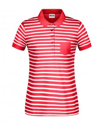 Donna Ladies' Polo Striped Red/white 8663