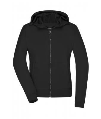 Donna Ladies' Hooded Softshell Jacket Black/black 8614