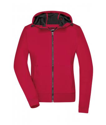 Damen Ladies' Hooded Softshell Jacket Red/black 8614
