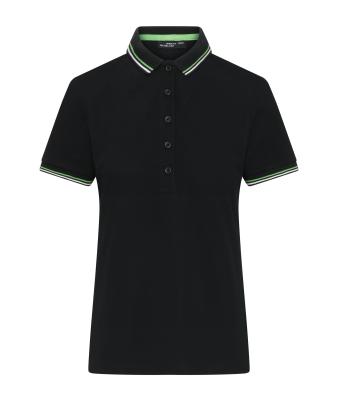 Donna Ladies' Polo Black/white/lime-green 11175