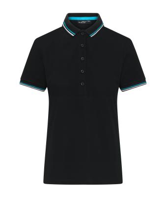 Donna Ladies' Polo Black/white/turquoise 11175