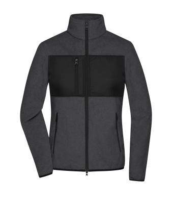 Damen Ladies' Fleece Jacket Dark-melange/black 11183