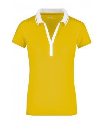 Donna Ladies' Elastic Polo Short-Sleeved Sun-yellow/white 7317
