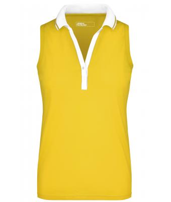 Damen Ladies' Elastic Polo Sleeveless Sun-yellow/white 7318