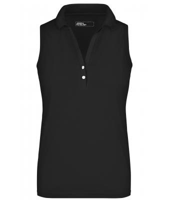 Donna Ladies' Elastic Polo Sleeveless Black 7318