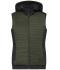 Donna Ladies' Padded Hybrid Vest Olive-melange/black 10532