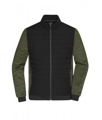Uomo Men's Padded Hybrid Jacket Black/olive-melange 11484