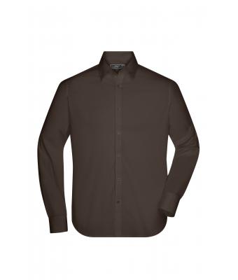 Uomo Men's Shirt Slim Fit Long Brown 7340