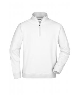 Unisexe Sweat-shirt col droit 1/4 de zip Blanc 7415