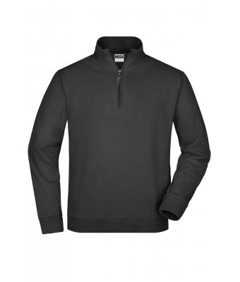 Unisexe Sweat-shirt col droit 1/4 de zip Noir 7415