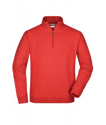 Unisexe Sweat-shirt col droit 1/4 de zip Rouge 7415
