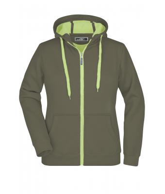 Donna Ladies' Doubleface Jacket Olive/lime-green 7417