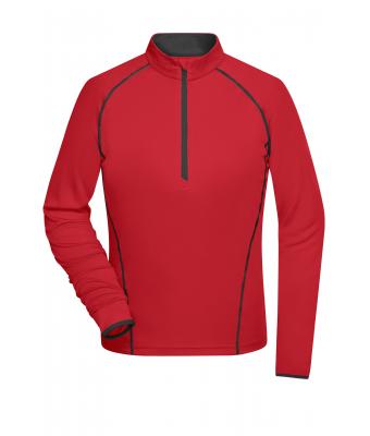 Damen Ladies' Sports Shirt Longsleeve Red/black 8466