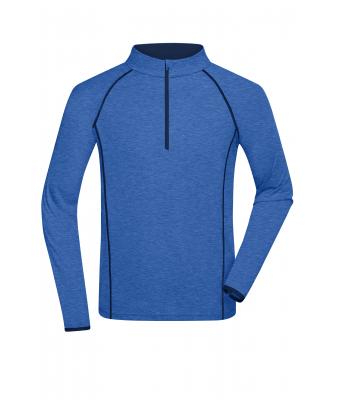 Herren Men's Sports Shirt Longsleeve Blue-melange/navy 8467