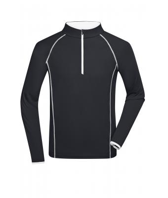 Herren Men's Sports Shirt Longsleeve Black/white 8467