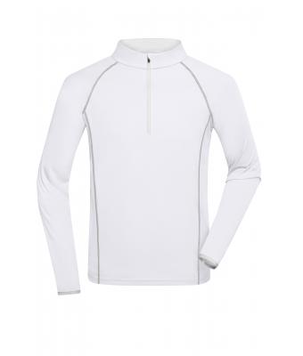 Herren Men's Sports Shirt Longsleeve White/silver 8467