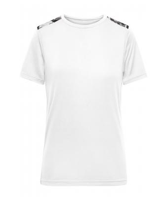 Femme T-shirt sport femme Blanc/imprimé-en-noir 10242