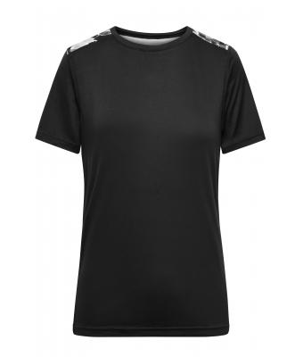 Femme T-shirt sport femme Noir/imprimé-en-noir 10242