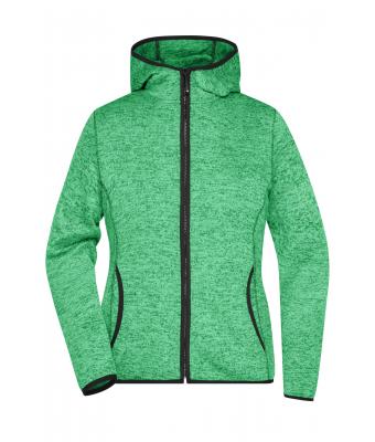 Donna Ladies' Knitted Fleece Hoody Green-melange/black 8043