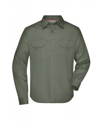 Men Men's Travel Shirt Roll-up Sleeves Olive 7528