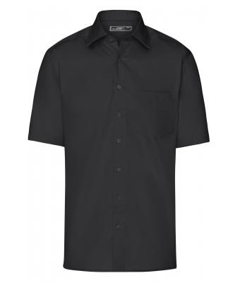 Uomo Men's Business Shirt Short-Sleeved Black 7531