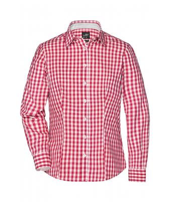 Donna Ladies' Checked Blouse Red/white 8053