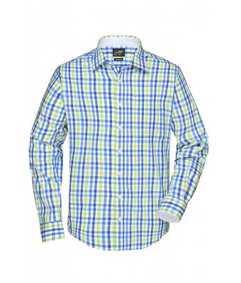 Men Men's Checked Shirt Royal/blue-green-white 8054