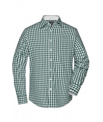 Herren Men's Checked Shirt Forest-green/white 8054