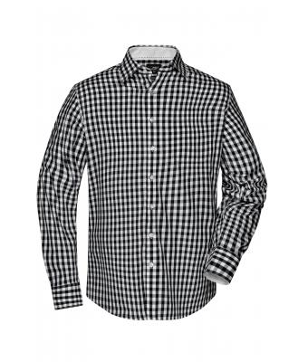 Herren Men's Checked Shirt Black/white 8054
