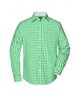 Herren Men's Checked Shirt Green/white 8054