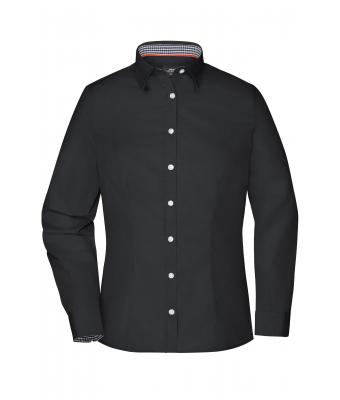 Donna Ladies' Plain Shirt Black/black-white 8055