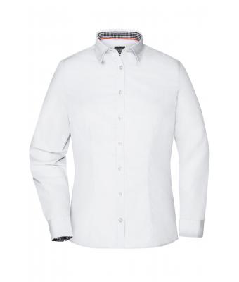 Damen Ladies' Plain Shirt White/black-white 8055