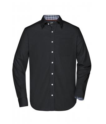 Uomo Men's Plain Shirt Black/black-white 8056