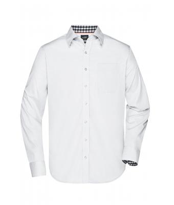 Herren Men's Plain Shirt White/black-white 8056