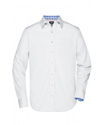 Herren Men's Plain Shirt White/royal-white 8056