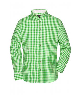 Herren Men's Traditional Shirt Green/white 8307