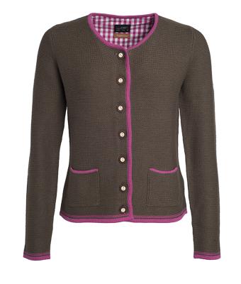 Damen Ladies' Traditional Knitted Jacket Brown-melange/purple/purple 8486