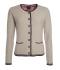 Donna Ladies' Traditional Knitted Jacket Beige/anthracite-melange/red 8486