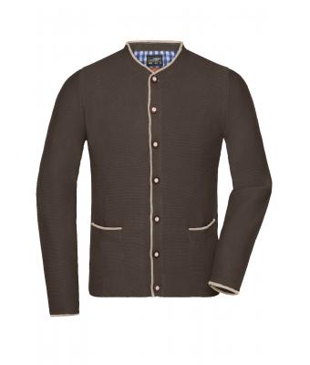 Herren Men's Traditional Knitted Jacket Brown-melange/beige/royal 8487