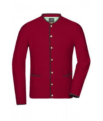 Herren Men's Traditional Knitted Jacket Red/anthracite-melange/green 8487