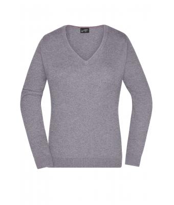 Damen Ladies' V-Neck Pullover Grey-heather 8059