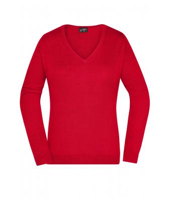 Damen Ladies' V-Neck Pullover Red 8059